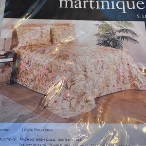Martinique Bedspread Pink Floral Botanical Print Slichtenberg & Co King‎ Size